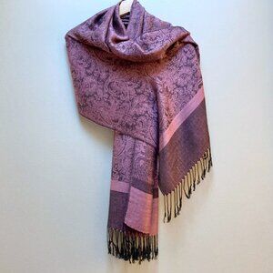 Paisley Scarf with Tassels - Pink/Purple
